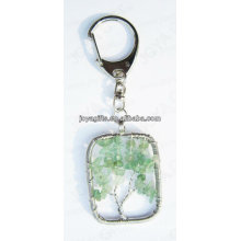 Natural Aventurine chip stone wired lucky tree pendant keychain